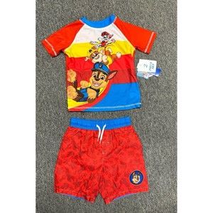 Paw Patrol Swim 2 Piece Set Boys UPF 50+ Rubble & Chase & Marshall Sz 4T NWT